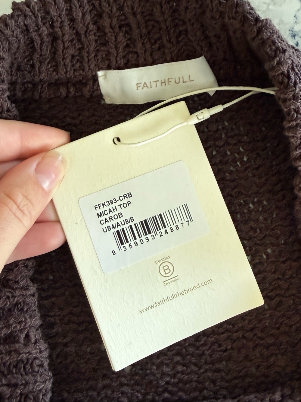 NWT Faithfull the Brand Micah Top in Carob - Picture 3 of 4